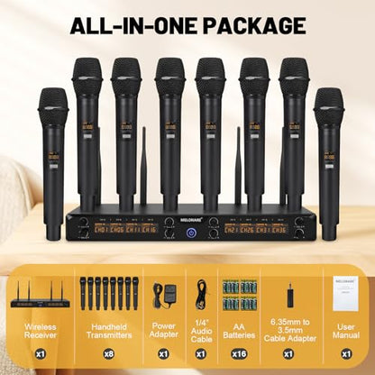 MELONARE 8-Channel Wireless Microphone System UHF 500MHz MWM-81F