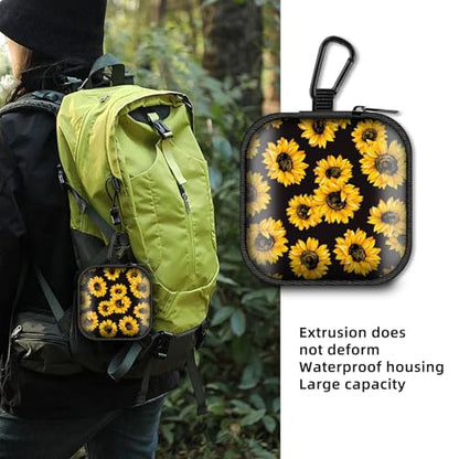 Square Data Cable Earbud Charger Coin Storage Bag Shockproof and Drop-Proof EVA Material Compatible with AirPod(Chrysanthemum) - color: chrysanthemum