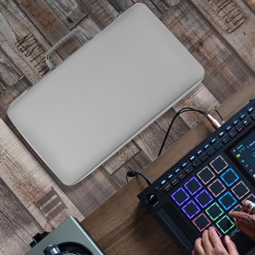 GEEKRIA Audio Interface Carrying Case, Compatible with Akai Professional MPC Live III, EVA Hard Shell Portable Travel Bag (Light Gray) - color: Light Gray