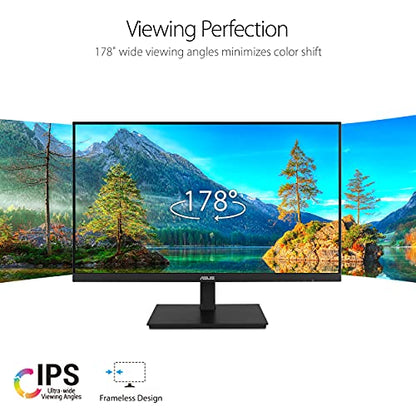 ASUS 24”1080P Monitor(VA24DQSB)-Full HD,IPS,75Hz,Speakers Adaptive-Sync Low Blue Light Flicker Free VESA Mountable Frameless, HDMI DisplayPort, VGA, USB hub Height Adjustable, Black,12.8"x21.3"x2.1" - style: IPS 75Hz Height Adjustable