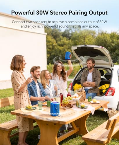 Portable Bluetooth Speaker Beach Essentials: Powerful Crystal Clear Sound/Dynamic Light/IPX5 Waterproof/All Day Playtime/Wireless BT 5.3/TWS Paring, Dad Gifts, Outdoor|Travel|Camping|Pool Accessories | Powerful HD Sound,Dynamic Light,All Day Playtime,Wire