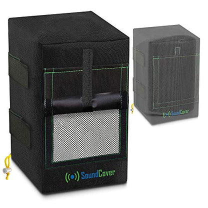 Two Black Waterproof 600D Outdoor Speaker Covers for C-Bracket Mounted Speakers – Fits Yamaha NS-AW194, Polk Audio Atrium 4 (Max Dimensions: H 9.85" x W 5.9" x D 6.9") - size: Small