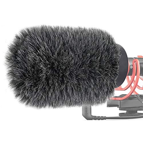 YOUSHARES NTG Furry Microphone Wind Shield - Windscreen/Windmuff for Rode VideoMic NTG and Microphones with Maximum Slot Length of 100mm (3.9") and Diameter of 18-24mm （Shag, Gray） - color: 01_Gray