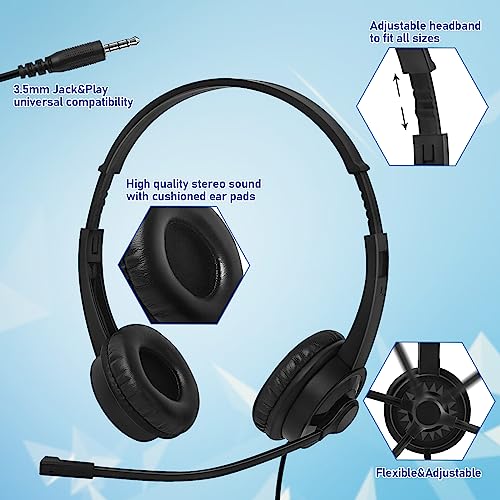 20 Pack Bulk Headset with Microphone for Classroom, Noise Canceling Computer Headphones with Microphone for Office, Durable 3.5mm Wired Headset with Mic for Meetings Laptop PC - size: 20 Pack