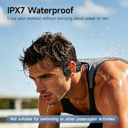 esonstyle Bone Conduction Headphones Bluetooth 6.0 - IPX7 Waterproof | Bone Conduction Earphones with Mic, 10H Play Time, Wireless Open Ear Earbuds for Running Walking Cycling - color: Black