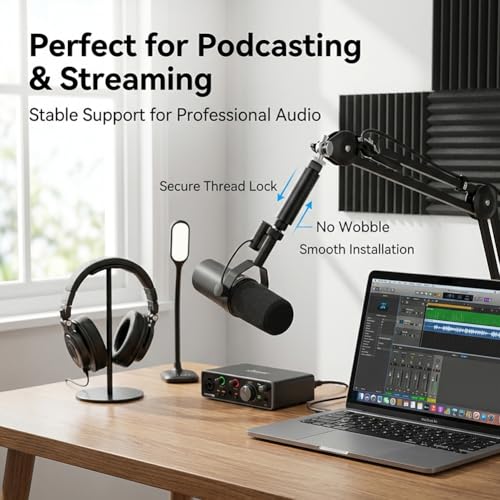 13-Pack Microphone Stand Adapter Set with Extension Tube, 3/8 to 5/8 and 1/4 Threaded Screw Mount, Black Aluminum Alloy for Mic Boom Arm, Tripod, Projector Stand and Lighting Equipment