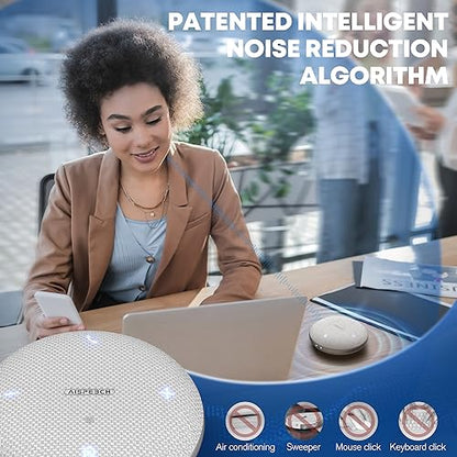 Conference Speaker and Microphone for Online Meetings and Remote Work, Gray | AI noise reduction, 360° voice pickup, 4-mic array, full-duplex, 16 ft range, Bluetooth, NFC, USB, up to 8 hours, group calls - color: M4 GRAY, style: M4 Omnidirectional Speaker