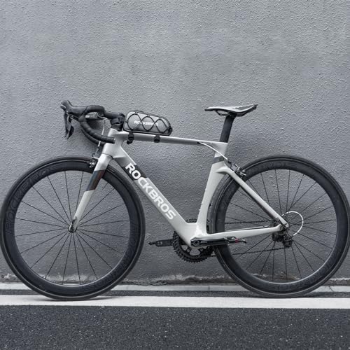 ROCKBROS Top Tube Bike Bag Water-Resistant 0.9L Narrow Slim High Reflective | 1.9in Width No Knee Rub, All-Over Reflective, Polyester Water-Resistant,Fits Phone, Wallet, Short Rides Commuting - color: STYLE 3