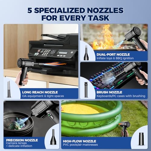 Compressed Air Duster Cordless, Dust Cleaner for Keyboard and Electronics | USB Charging, 3-Gear Adjustable