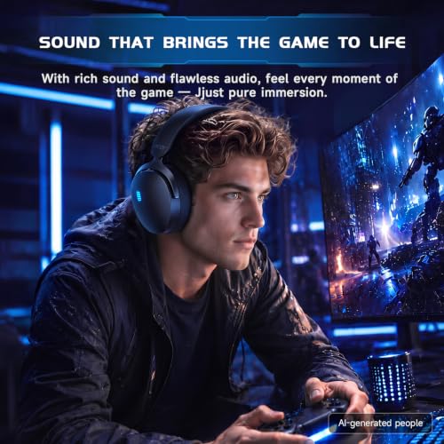 Acer Gaming Headset with Aluminum Frame for PS5, PS4, PC, Switch - JetBlack | Tri-Mode(2.4GHz/Bluetooth/Wired) Gaming Headphones with ENC Mic, Stereo Sound, 40H Battery, Blue Light Indicator, 50mm Driver - color: Black