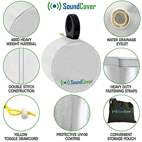 White 600D Marine Wake Tower Speaker Covers – Medium (H 9.8" × W 9.8" × D 12") – Weather-Resistant Covers for Marine & ATV Speakers - color: White, size: MEDIUM