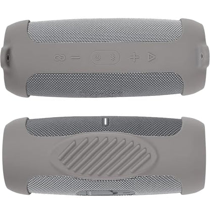 co2CREA for JBL Charge 5 Waterproof Bluetooth Speaker Silicone Cover, Grey | Portable Soft Travel Case with Carabiner, Protective Skin Cover with Shoulder Strap - color: Grey Case, style: Case without handle