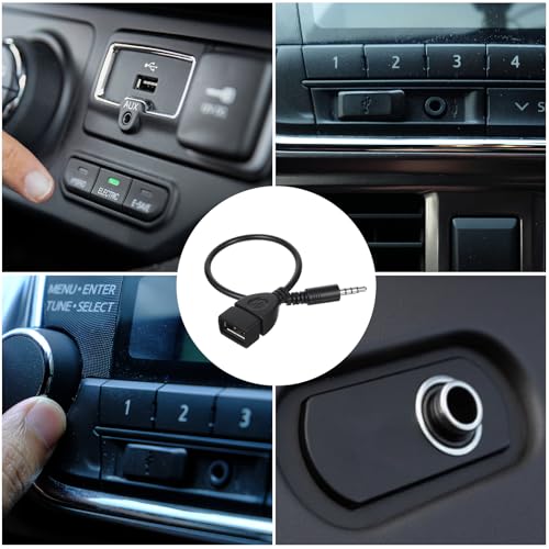 USB to AUX Audio Adapter, 3.5 mm Male AUX Audio Jack Plug to USB 2.0 Female Converter Adapter Cable Cord 9 Inch Length Black OTG Adapters Accessories for Car Playing Music with U-Disk