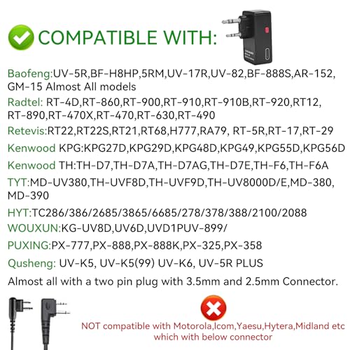 Walkie Talkie Bluetooth Headset, Bluetooth Earpiece with Noise Cancelling Mic, Compatible with Radtel BaoFeng Kenwood Btech Radios uv-k5 uv-5r BF-F8HB & More. (Updated Version)