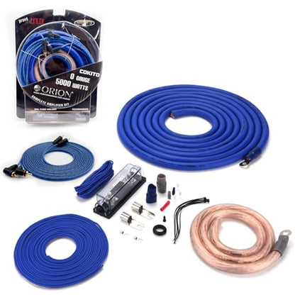 ORION Cobalt COKIT0 0-Gauge CCA Amp Wiring Kit, 100% American Wire Gauge (AWG) Standard, High Current Amplifier Install Kit with Fuse Holder, RCA Cable & Speaker Wire for Car Audio Systems - size: 0-Gauge