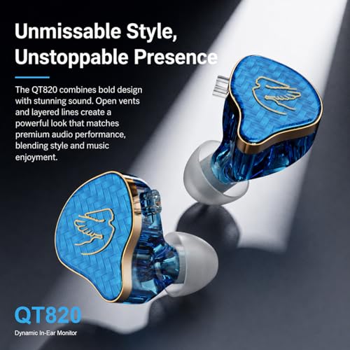 In Ear Monitor Headphones Hybrid 1BA+1DD HiFi Deep Bass IEM Earphones Blue | Hybrid Banlance Armature with Dynamic in Ear Headphones IEM Earphones Gaming Earbuds no Mic - color: QT820-Blue no Mic