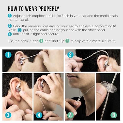 MEE audio M6 PRO 2nd Generation Universal-Fit Noise-Isolating Musicians’ in-Ear Monitors with Detachable Cables (Clear) - color: Clear, style: In-Ear Monitors