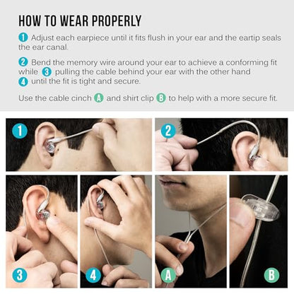 MEE audio M6 PRO 2nd Generation Universal-Fit Noise-Isolating Musicians’ in-Ear Monitors with Detachable Cables (Clear) - color: Clear, style: In-Ear Monitors