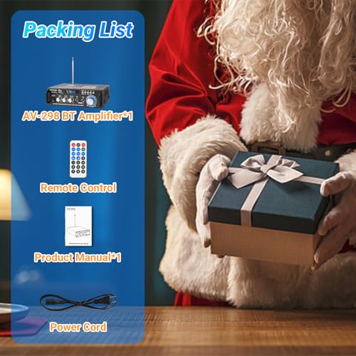Bluetooth Stereo Receiver Amplifier,RMS 40W x 2 Peak Power 600W | Home Audio Amp with FM Radio,USB/SD,Amplifier for Home Theater Karaoke,Garage &Outdoor Speakers
