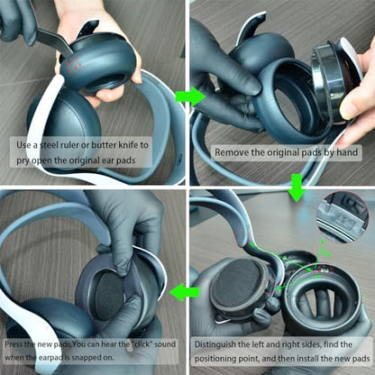 defean Replacement Ear Pads Cover Compatible with PlayStation Pulse Elite Wireless Headset,Ear Pads Cushions with Noise Isolation Foam
