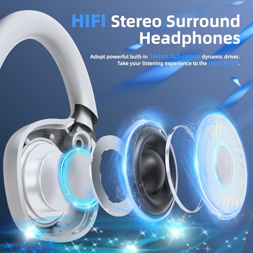 vinamass Open Ear Headphones, Air Conduction Headphones Bluetooth 5.4, Wireless Headphones with LED Beacon String, 10H Playtime, Sports Headphone for Running & Outdoor