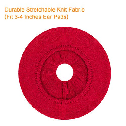 Earpads Sweater Cover Protectors with Stretchable Knit Fabric for Beats Studio 3/2 Bose QC35 25 15 Headphones and Other Headsets with 3-4 Inch Ear Cushions [ 2 Pairs ] (Red) - color: Red
