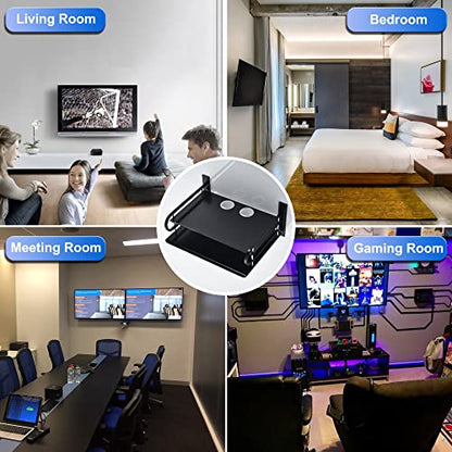2-Tier Metal Floating Wall Shelves for AV TV Box Console, 12x9.8 Inch | Sturdy Aluminum Double Shelf, Holds Apple TV Roku Router Projector, Rust-proof, No-Drill Option, for Living Room Game Room - color: 2 Layers-large-1pcs
