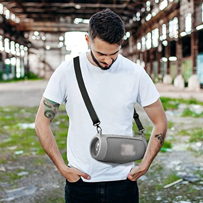 Comecase Silicone Speaker Cover for JBL Charge 5 with Strap and Carabiner | Snug Silicone Sleeve, Open-Port Design and Dual Carry Options for Travel, Camping and Daily Use, Speaker Not Included - Grey - color: Grey