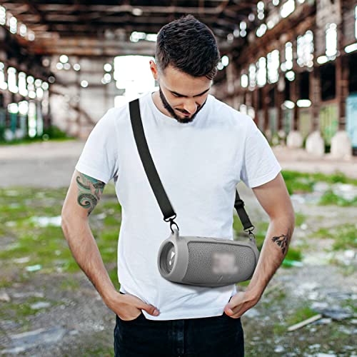 Comecase Silicone Speaker Cover for JBL Charge 5 with Strap and Carabiner | Snug Silicone Sleeve, Open-Port Design and Dual Carry Options for Travel, Camping and Daily Use, Speaker Not Included - Grey - color: Grey