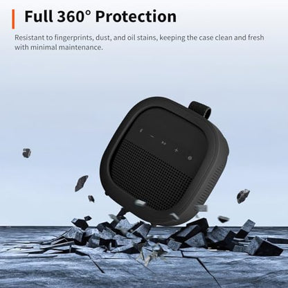 for Bose SoundLink Micro Portable Speaker (2nd Gen) Case-Skin-Friendly Wristband Strap, Full-Body Protective Cover, Waterproof & Scratch Resistant, Shockproof Protective Sleeve (Black)