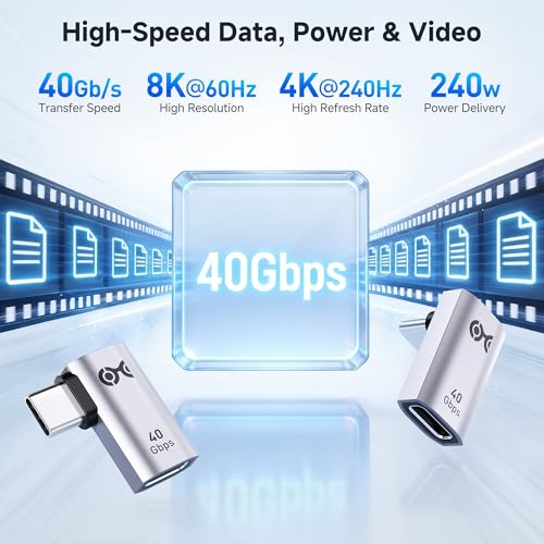Cable Matters Combo-Pack 40Gbps Right Angle USB C Adapter Kit | [4K@240Hz Video, 240W Charging, 40Gbps Data Transfer] 90 Degree, Compatible with Thunderbolt 4, iPhone 17/16, Steam Deck - style: Combo - Regular