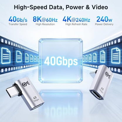 Cable Matters Combo-Pack 40Gbps Right Angle USB C Adapter Kit | [4K@240Hz Video, 240W Charging, 40Gbps Data Transfer] 90 Degree, Compatible with Thunderbolt 4, iPhone 17/16, Steam Deck - style: Combo - Regular