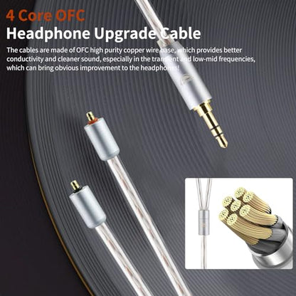 IPX T2 to 3.5MM 4 Core Upgraded Replacement Cable Earphones Cable for ETYMOTIC EVO UE Premier WESTONE PRO X Series(X10 X20 X30 X40 X50) MACH80/70/60/50/40/30/20/10 3.94FT - size: 3.5MM