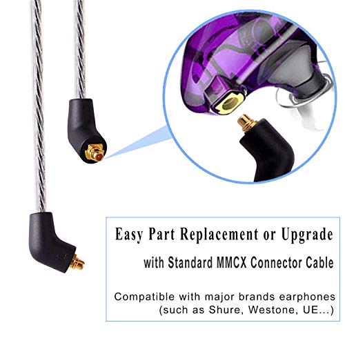 BASN Bsinger+PRO in Ear Monitor for Musicians with MMCX Replaceable Cables; Noise-Isolating and Universal-Fit (Purple) - color: Purple