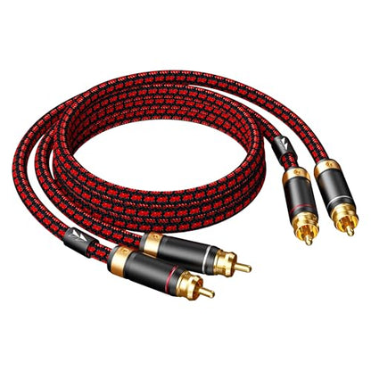 Auidophile 2RCA Male to 2RCA Male Stereo Audio Cable,Gold Plated | 4N Oxgen-Free Copper Core (9 Feet (3M)) - size: 9 Feet