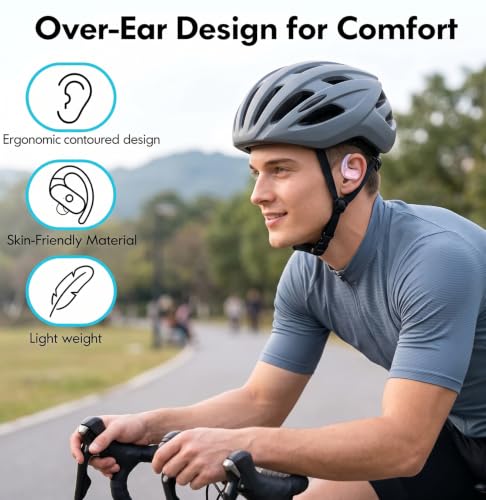 kurdene Wireless Earbuds Bluetooth Headphones with Secure Earhooks 60Hrs - color: Cherry Pink