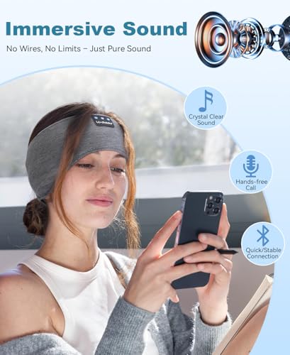 LC-dolida 2-Pack Sleep Headphones Bluetooth 5.4, Ear Warmer Headband Headphones Earphones Wireless, Ear Covers Sleep Mask for Gifts,Workout,Jogging,Yoga(Black and Grey) - color: Black and Grey