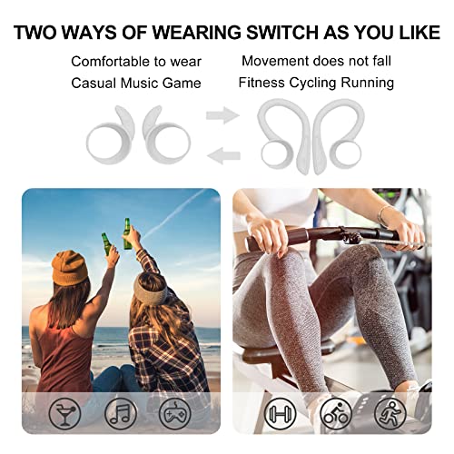 Loluka Over Ear Wireless Earbuds with Earhooks Running Bluetooth Earbuds with Ear Hook Waterproof Small Earphones in Ear Headphones Noise Cancelling Headset Android Ear Buds for Workout Sport Gym - color: White