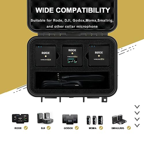 Liyirui Wireless Lavalier Mic Case for Wireless GO II Dual Channel | Wireless Lavalier Microphone Storage Case,with Foam,Compact Digital Wireless Microphone,Waterproof Safety Box