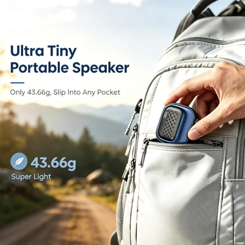 SBUSFGT Wearable Bluetooth Speaker, 43g Mini Clip-On Bluetooth Speaker, 3 Wearable Ways, 20H Playtime Dustproof Multi Pairing Stereo Speaker for Hiking, Swimming, Shower, Outdoor Activities(Blue) - color: Blue