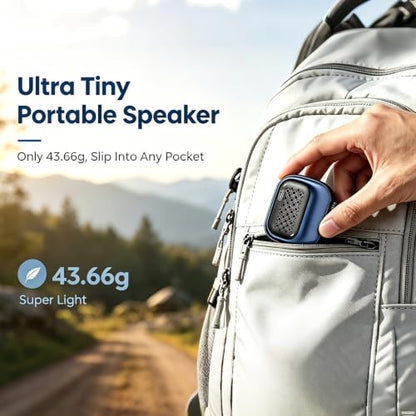 SBUSFGT Wearable Bluetooth Speaker, 43g Mini Clip-On Bluetooth Speaker, 3 Wearable Ways, 20H Playtime Dustproof Multi Pairing Stereo Speaker for Hiking, Swimming, Shower, Outdoor Activities(Blue) - color: Blue