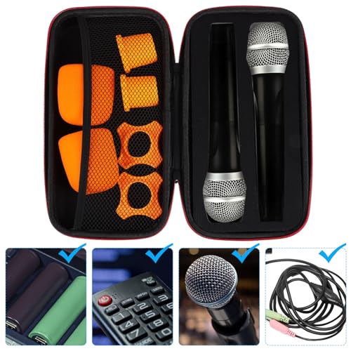 Abaodam Microphone Storage Case with Anti-shock Sponge Padding Non-slip Rings and Bottom Holders Large Capacity Protective Box for Microphones Windscreen Covers and Accessories