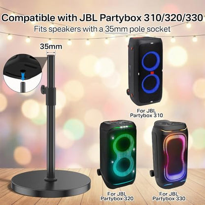 Floor Speaker Stand for JBL PartyBox 310/320/330 Stand, Adjustable Height 24.4"-32.3", Heavy Duty Surround Speaker Stands for JBL PartyBox Stand with Reinforced Base, Supports Up to 57 Lbs, 1 Pack - size: For PartyBox 310/320/330