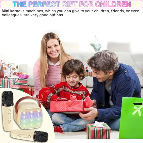Mini Karaoke Machine for Kids & Adult, 4-12 Years Old Girls Christmas Birthday Gift, Karaoke Toys Gifts for Girls Ages 4, 5, 6, 7, 8, 9, 10, 12 +Year Old Birthday Party Beige - color: Beige
