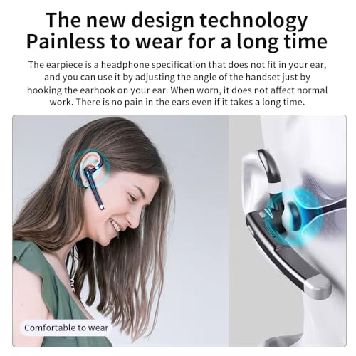 Wireless Headset with Mic for Work | Single-Eart Lightweight Earhook Design, IP55 Waterproof, 8H Battery for Driving, Music & Business Calls - size: T520