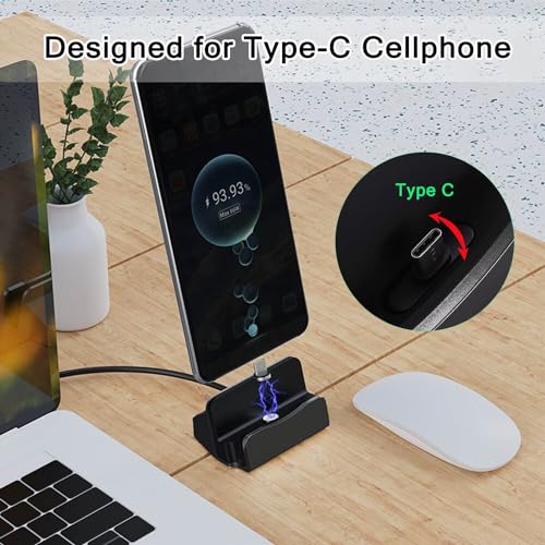 아이폰 15/16, 갤럭시, 구글 픽셀, LG, HTC 등을 위한 USB C 폰 도크 스테이션, 책상 나이트스탠드용 휴대폰 충전 스탠드 크래들, 스위치/스위치 라이트용 USB C 충전 도크 스탠드