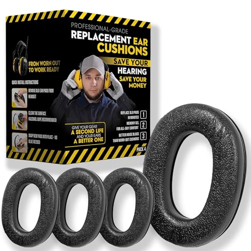 for 3M WorkTunes Replacement Ear Pads Headphones Connect Hearing Protection with Noise Cancelling Radio Ear Muffs AM/FM Bluetooth Headset Protective Earmuffs Shooting Ear Protection Mowing (Pack 4)