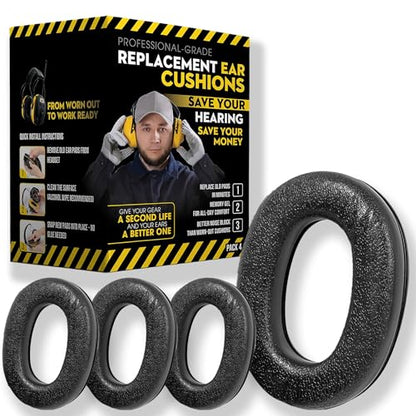 for 3M WorkTunes Replacement Ear Pads Headphones Connect Hearing Protection with Noise Cancelling Radio Ear Muffs AM/FM Bluetooth Headset Protective Earmuffs Shooting Ear Protection Mowing (Pack 4)