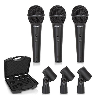 Pyle 3-Piece Professional Dynamic Microphone Kit - Cardioid Unidirectional Vocal Handheld Microphone with Hard Carry Case & Mic Holder/Clip - Pyle PDMICKT80
