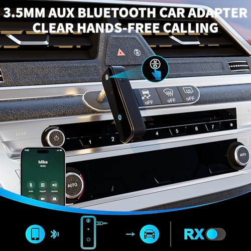Aux Bluetooth Adapter Portable 3.5mm Blue-tooth Aux Adapter for Car 2 in 1 Wireless Bluetooth Receiver Transmitter for Car/TV Audio/Speakers/Headphones/Stereo System,Hands-Free Call 33FT Working Range